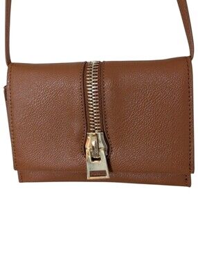 Sergio Ferreti Leather Crossbody Bag Women Tan Gold Hardware Minimalist